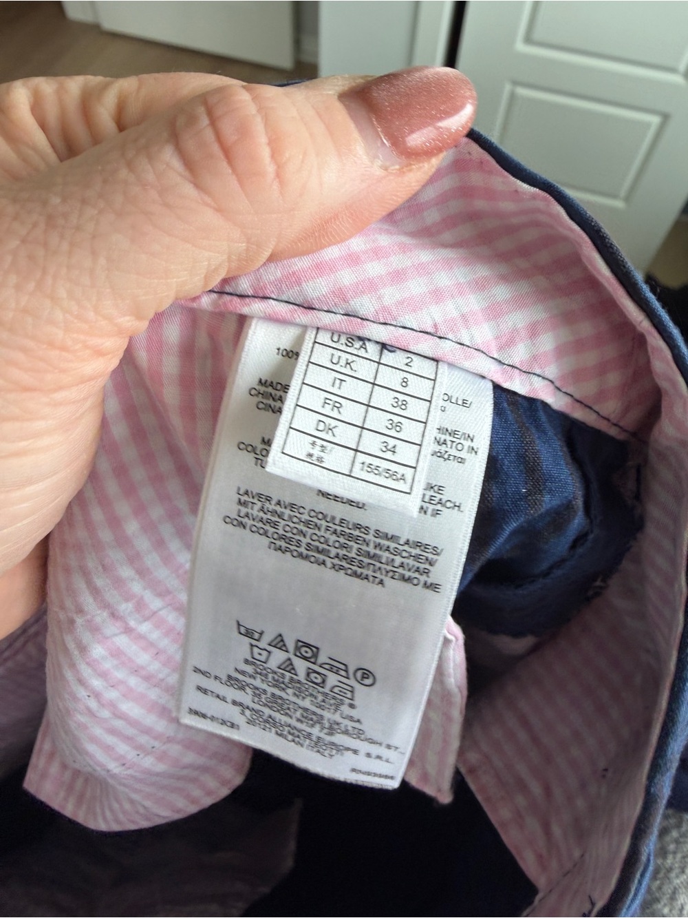 Women’s Brooks Brothers 100% Cotton Navy Pinstripe Chinos - Picture 5 of 7